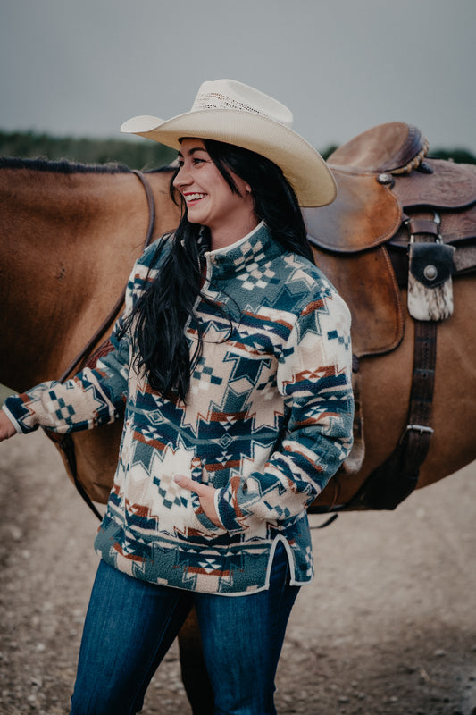 'Rosalie' Women's Wrangler Aztec Sherpa Pullover (S-XXL)