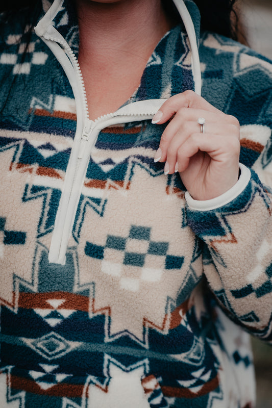 'Rosalie' Women's Wrangler Aztec Sherpa Pullover (S-XXL)