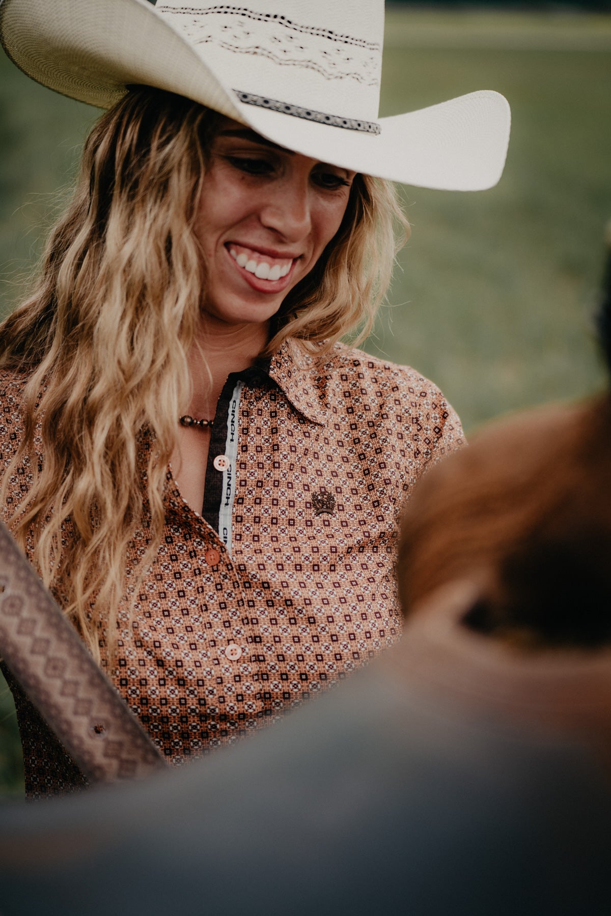 'Jamie' Women's CINCH Orange/Brown Button Up Shirt (S-XL)