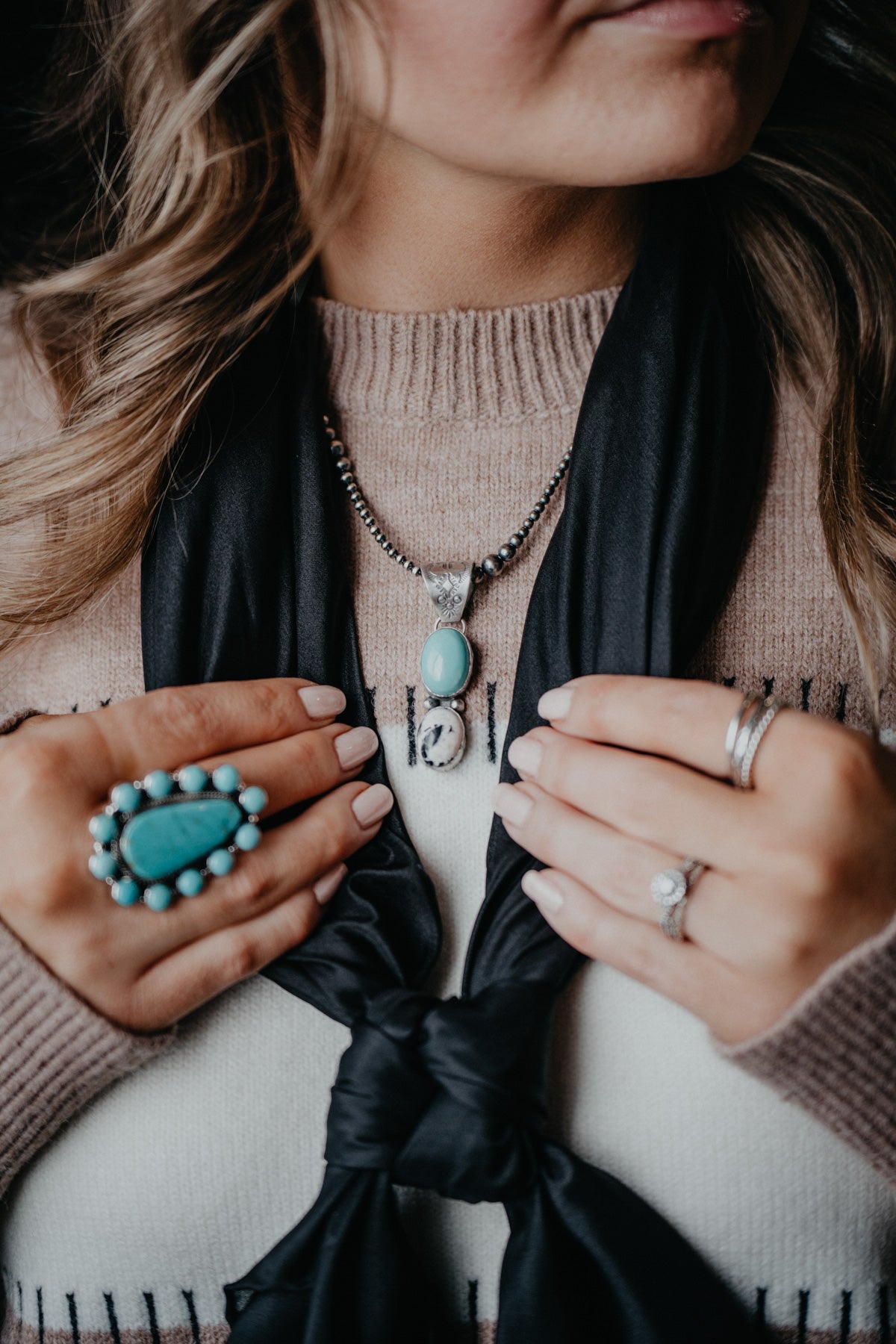 Turquoise and White Buffalo Pendant