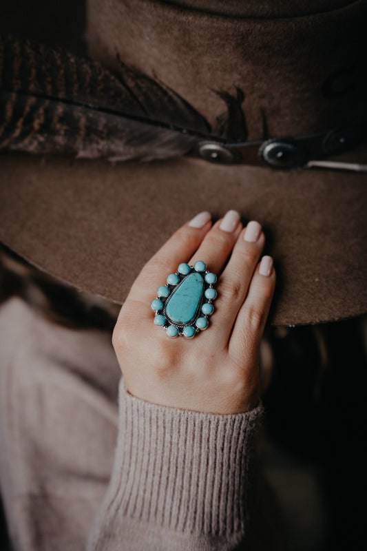 Royston Turquoise Cluster Ring (Adjustable)