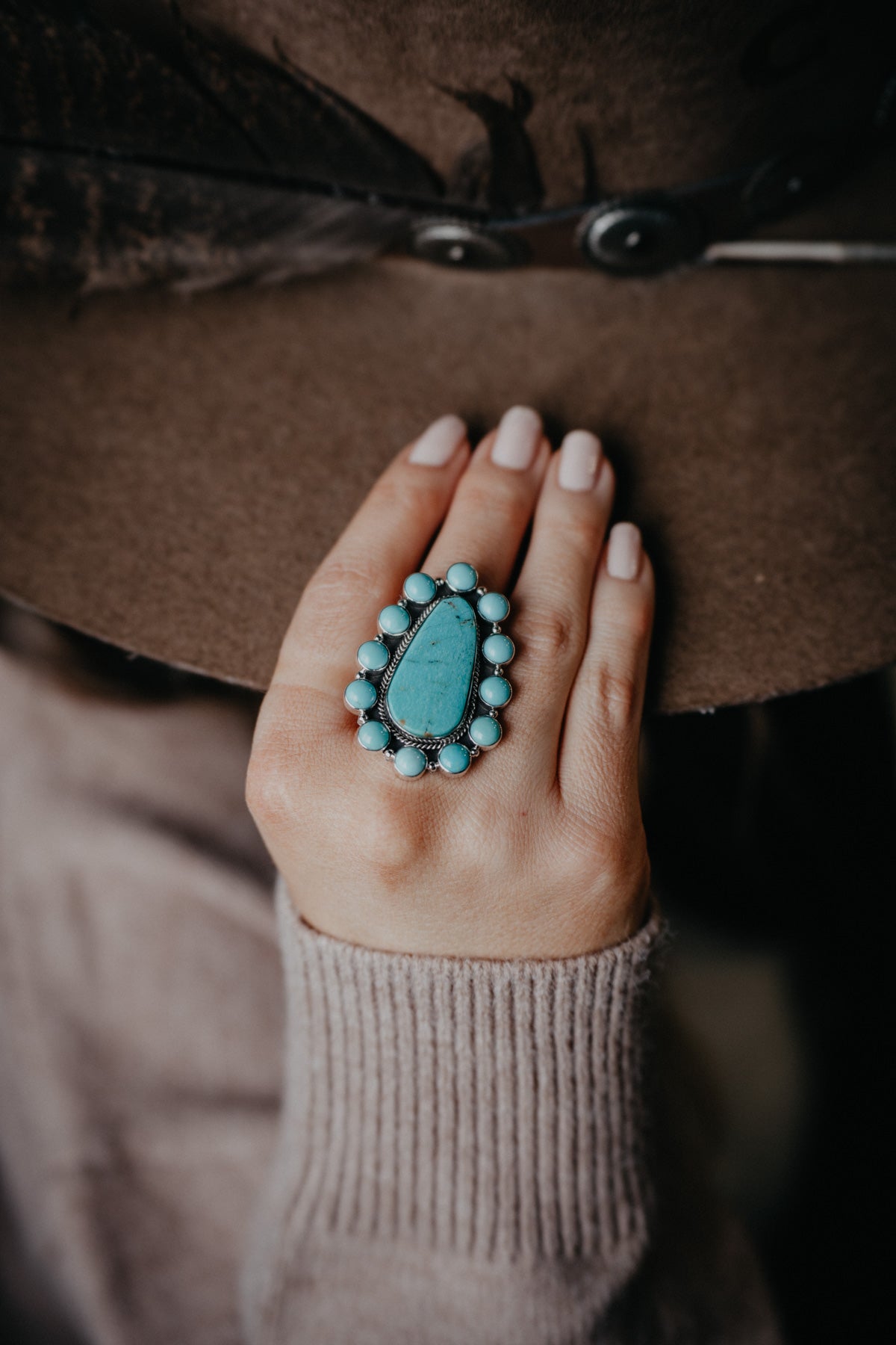 Royston Turquoise Cluster Ring (Adjustable)