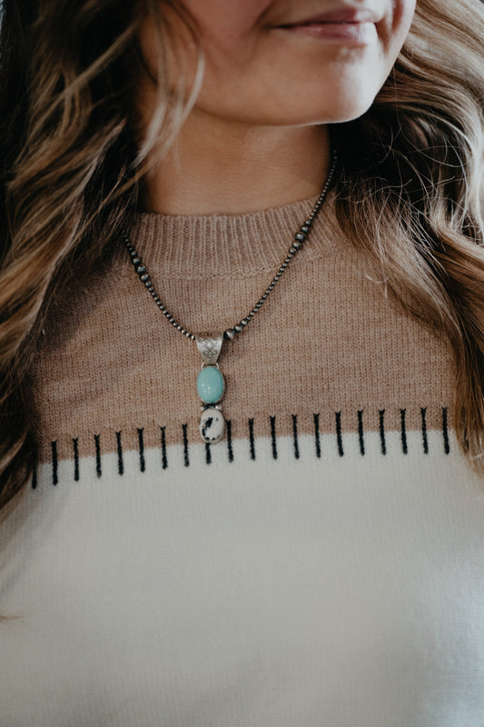 Turquoise and White Buffalo Pendant