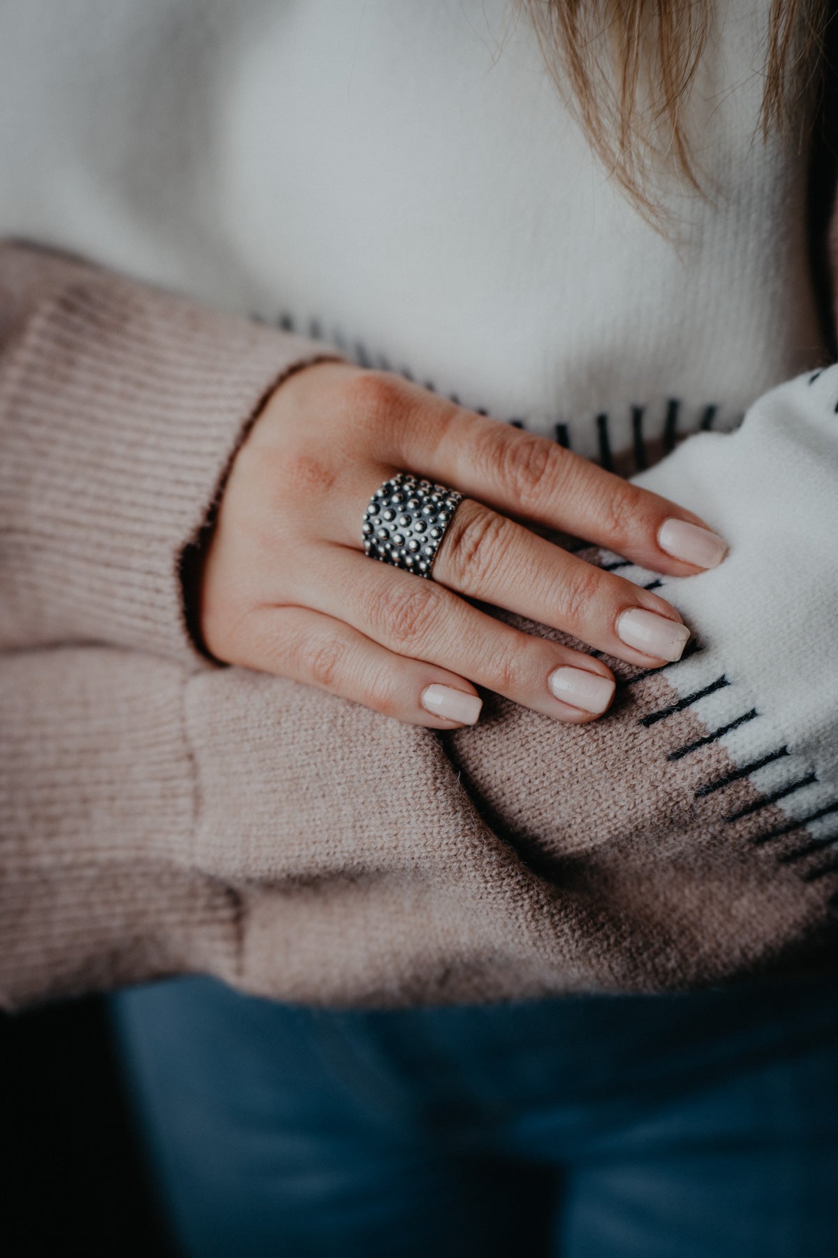 Chunky Sterling Dot Ring (Sized)