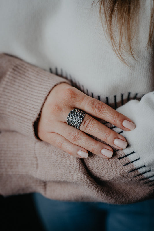 Chunky Sterling Dot Ring (Sized)