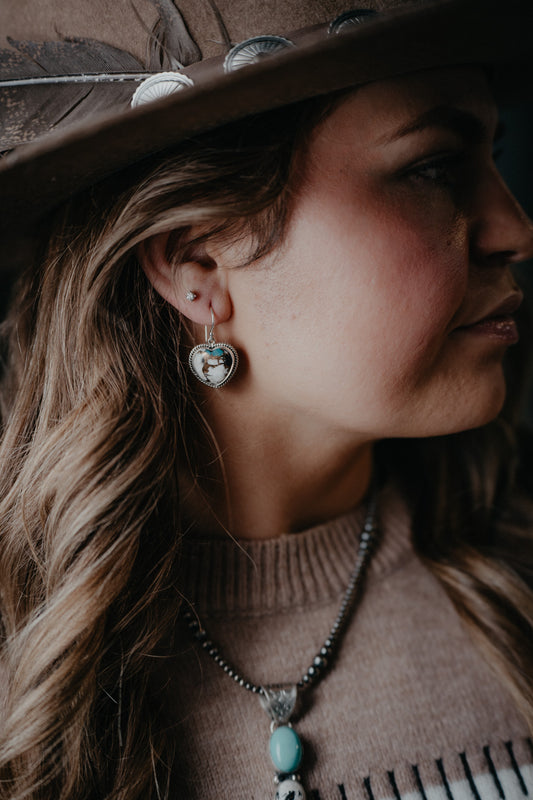 Genuine Turquoise and Sterling Heart Earrings