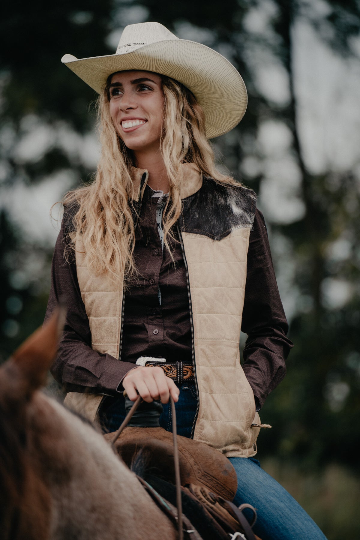 'Brandie' Women's CINCH Brown Button Up Shirt (XS-M)