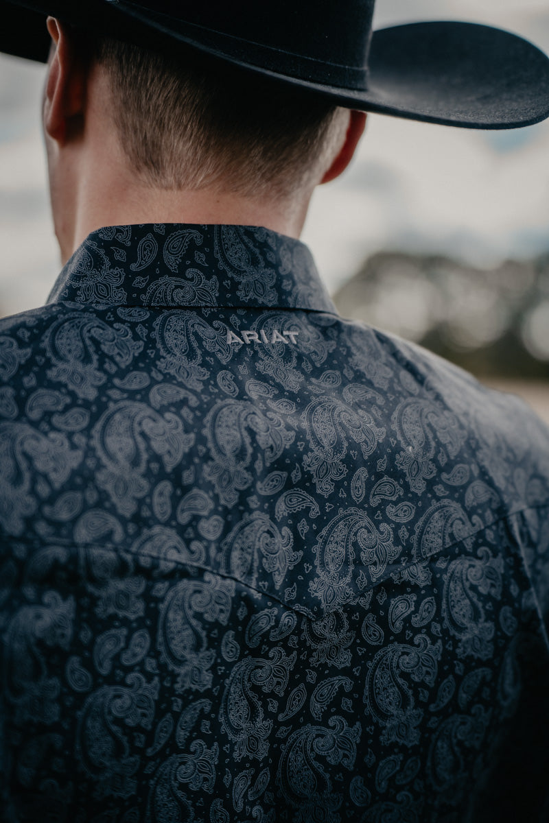 'Finnigan' Men's Black Paisley Ariat Pearl Snap Shirt  (M-XXL)