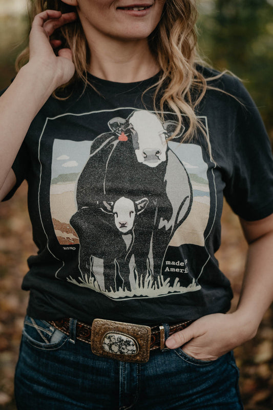 'Baldie' Cow Charcoal Unisex Graphic T (XS - XXL)