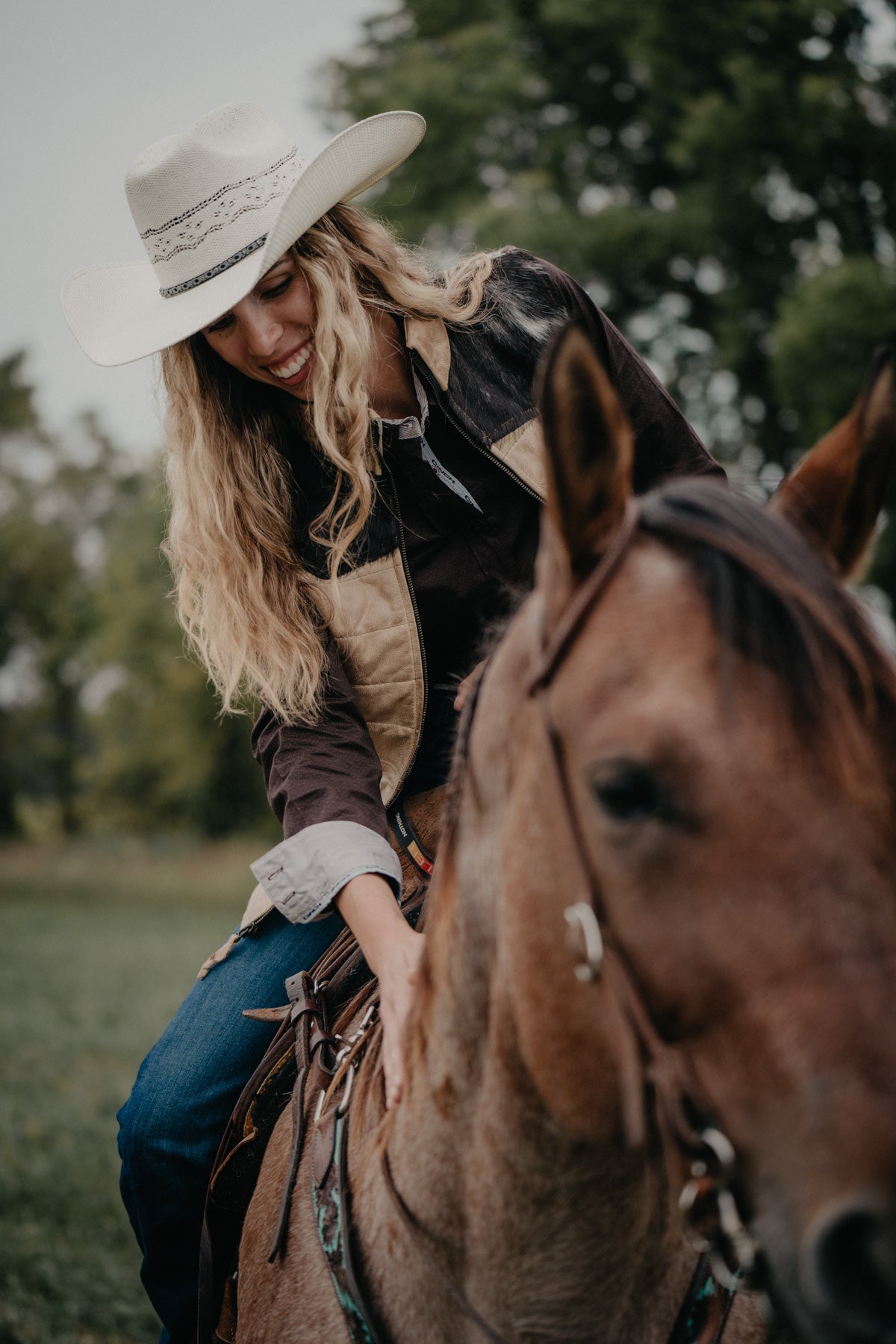 'Palomino' Leather Vest with Cowhide Yoke by STS Ranchwear (S ONLY)