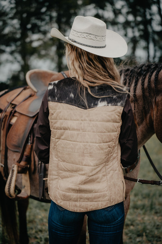 'Palomino' Leather Vest with Cowhide Yoke by STS Ranchwear (S ONLY)