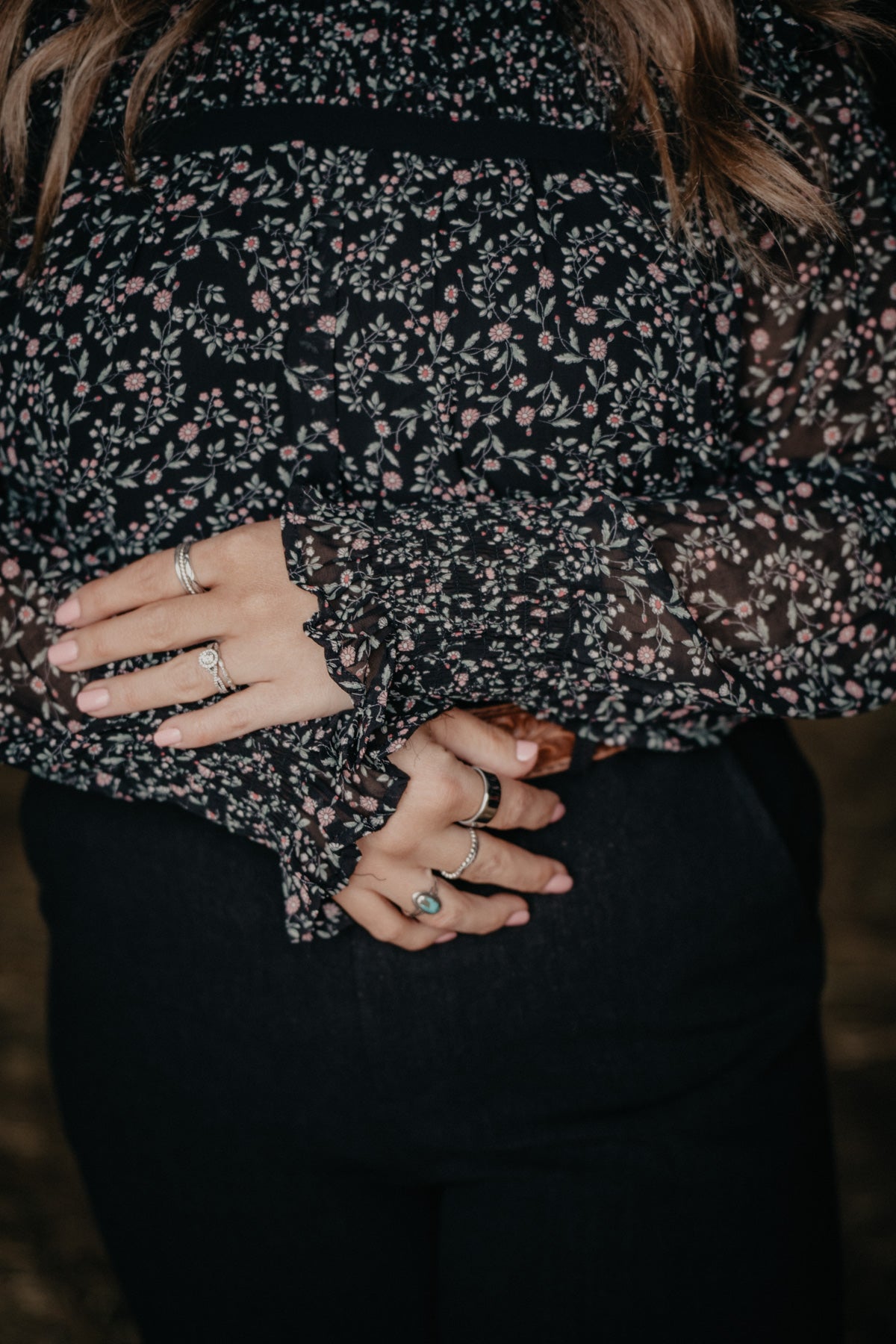 'Maisie' Smocked Black Floral Blouse (Sizes S-L)