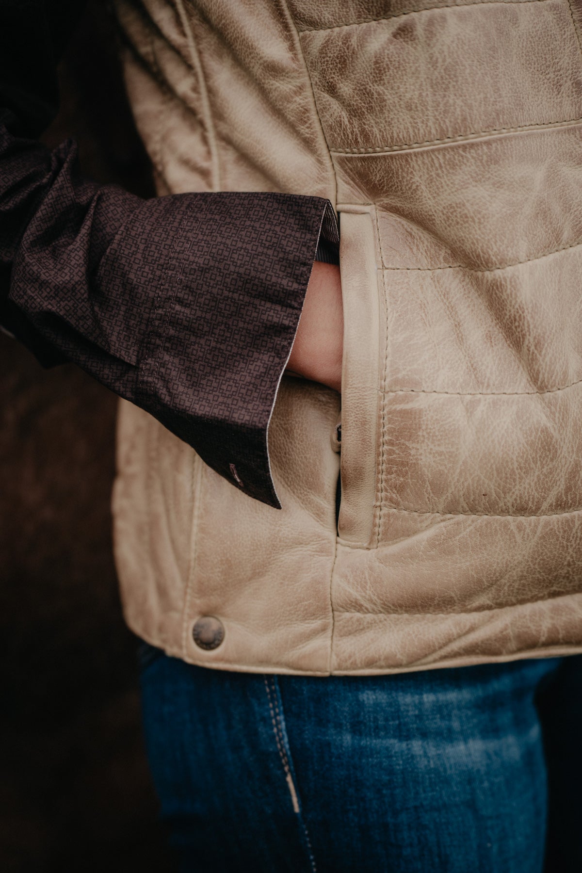 'Palomino' Leather Vest with Cowhide Yoke by STS Ranchwear (S ONLY)