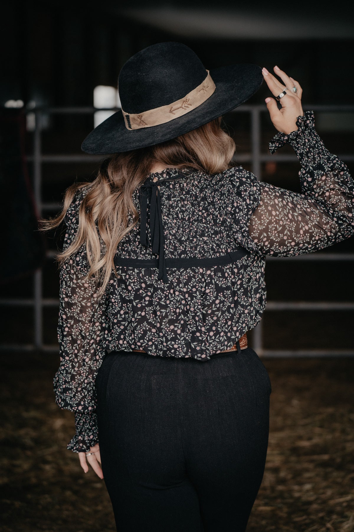 'Maisie' Smocked Black Floral Blouse (Sizes S-L)