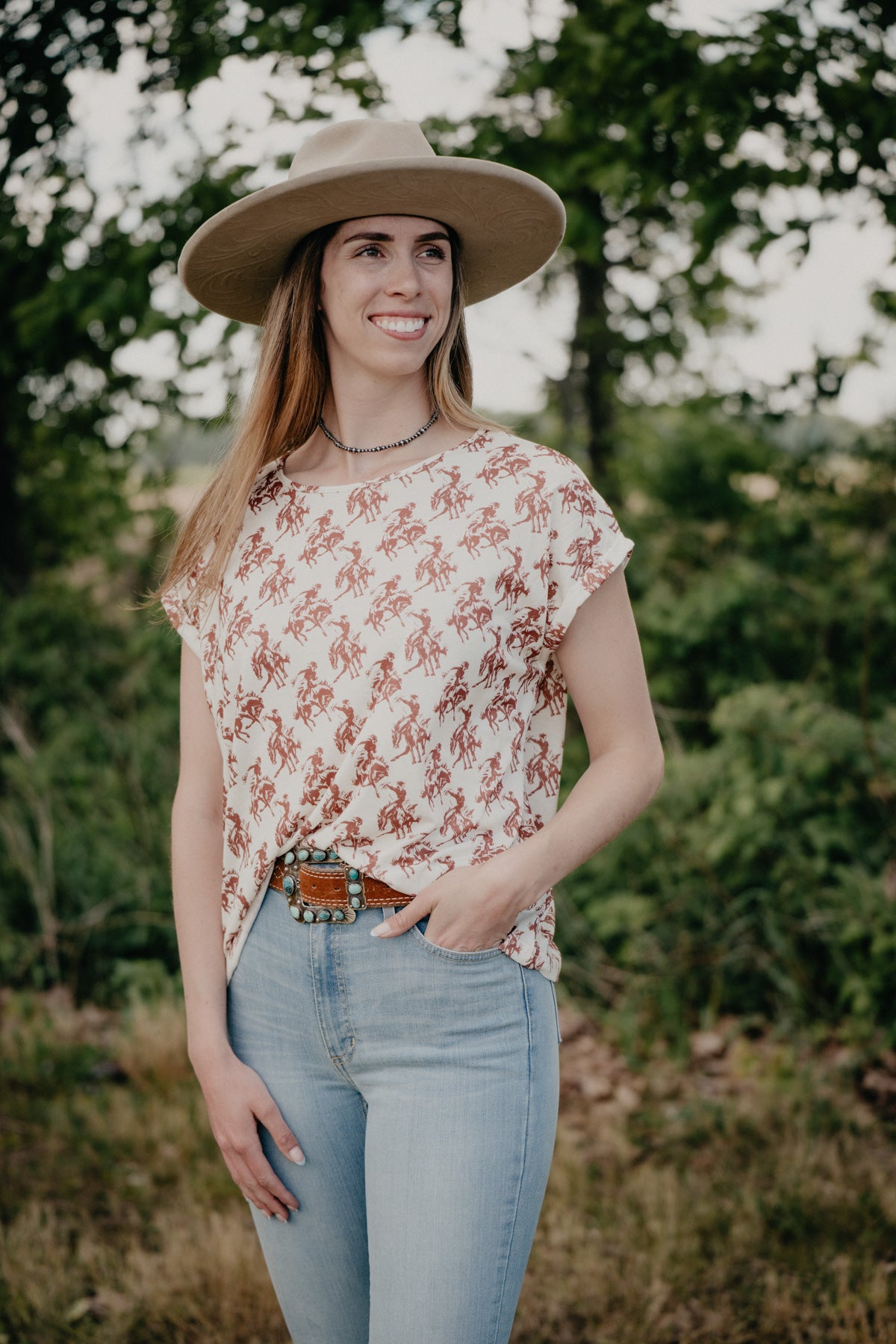 'Bowen' Buckaroo Short Sleeve Knit Top (S-XXL)
