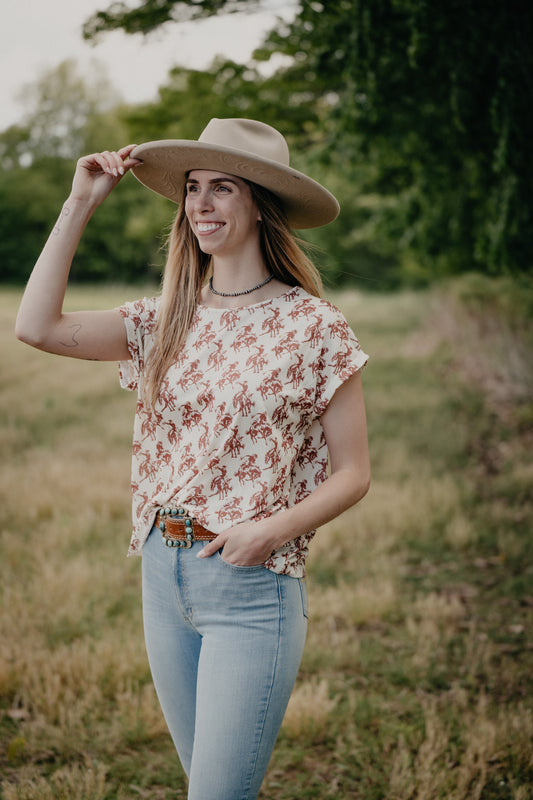 'Bowen' Buckaroo Short Sleeve Knit Top (S-XXL)
