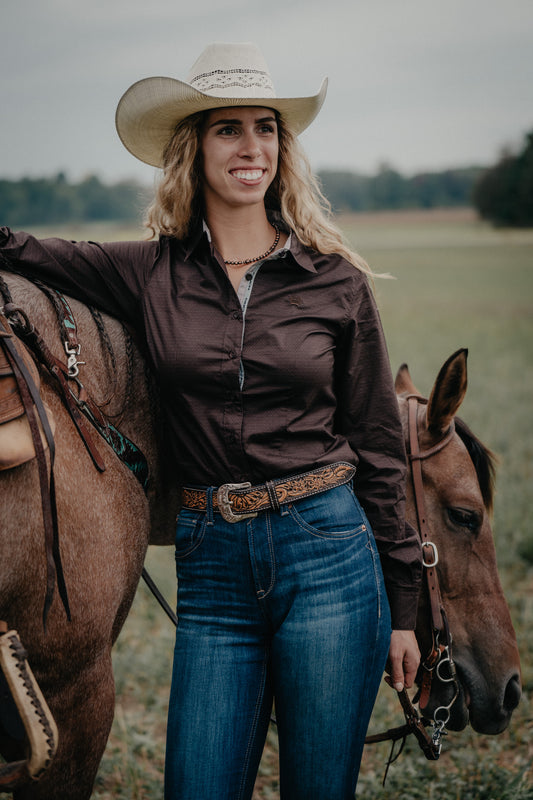 'Brandie' Women's CINCH Brown Button Up Shirt (XS-M)