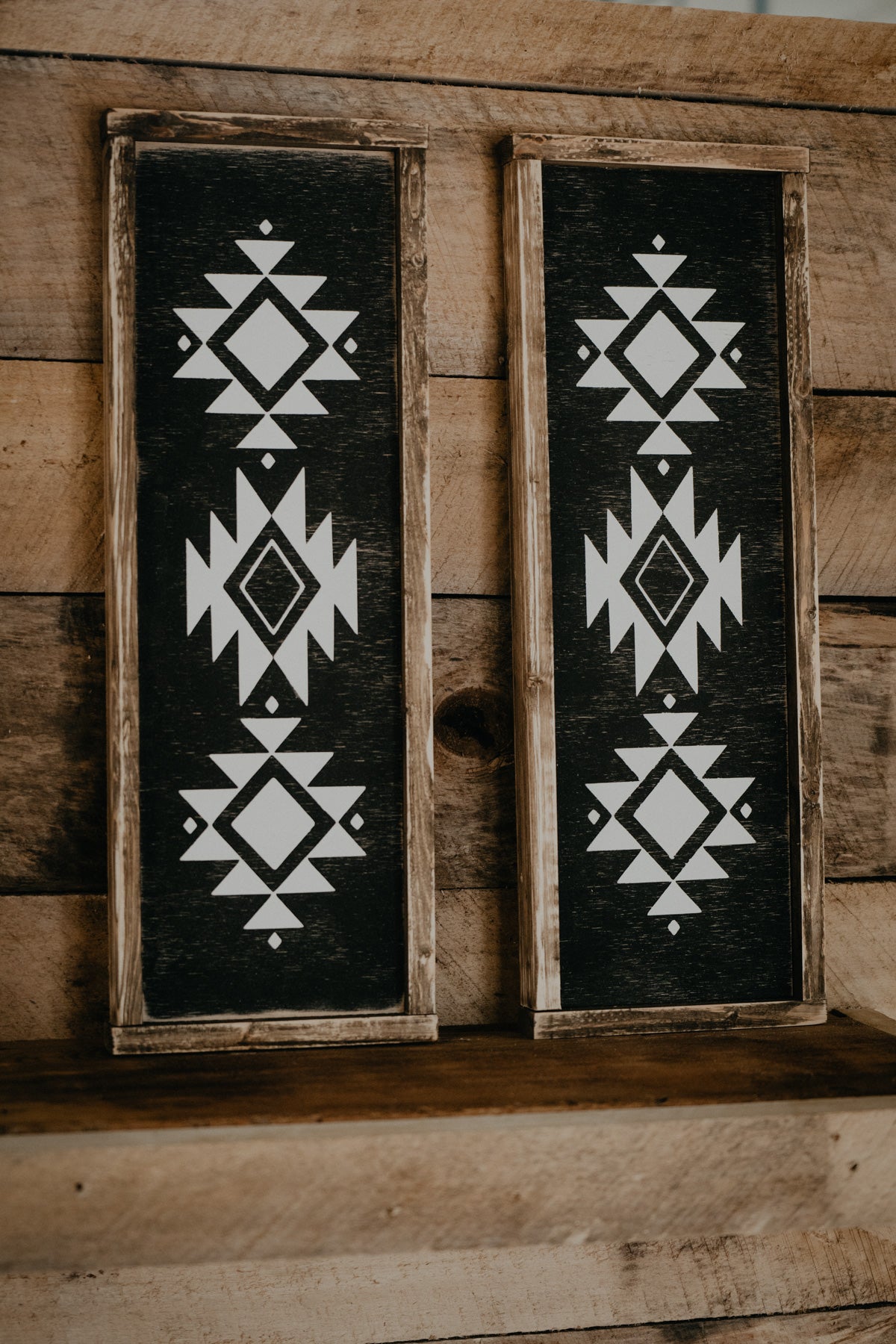 "Aztec Duo" Handmade Rustic Wood Sign Set