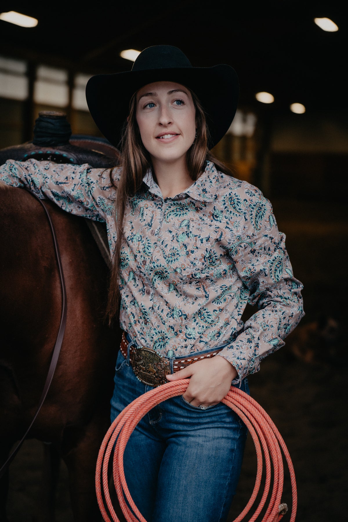 'Charlotte' Women's Long Sleeve Floral Paisley Button Up (XS-XXL)