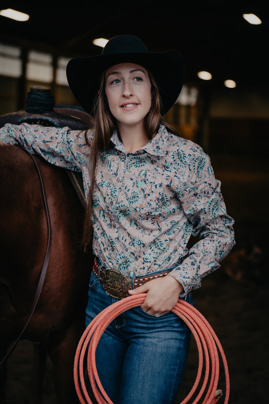 'Charlotte' Women's Long Sleeve Floral Paisley Button Up (XS-XXL)