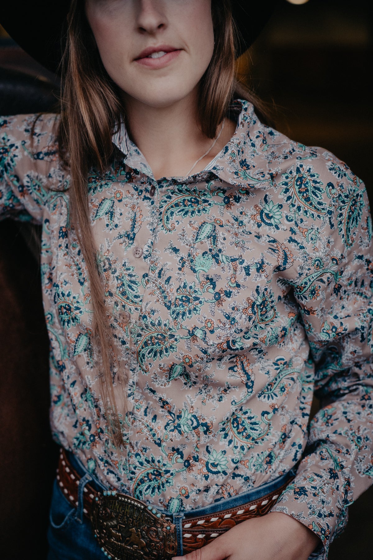 'Charlotte' Women's Long Sleeve Floral Paisley Button Up (XS-XXL)