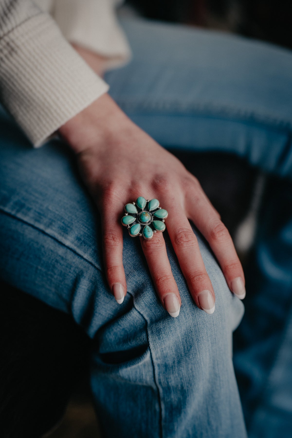 Royston Turquoise Cluster Rings (Adjustable)