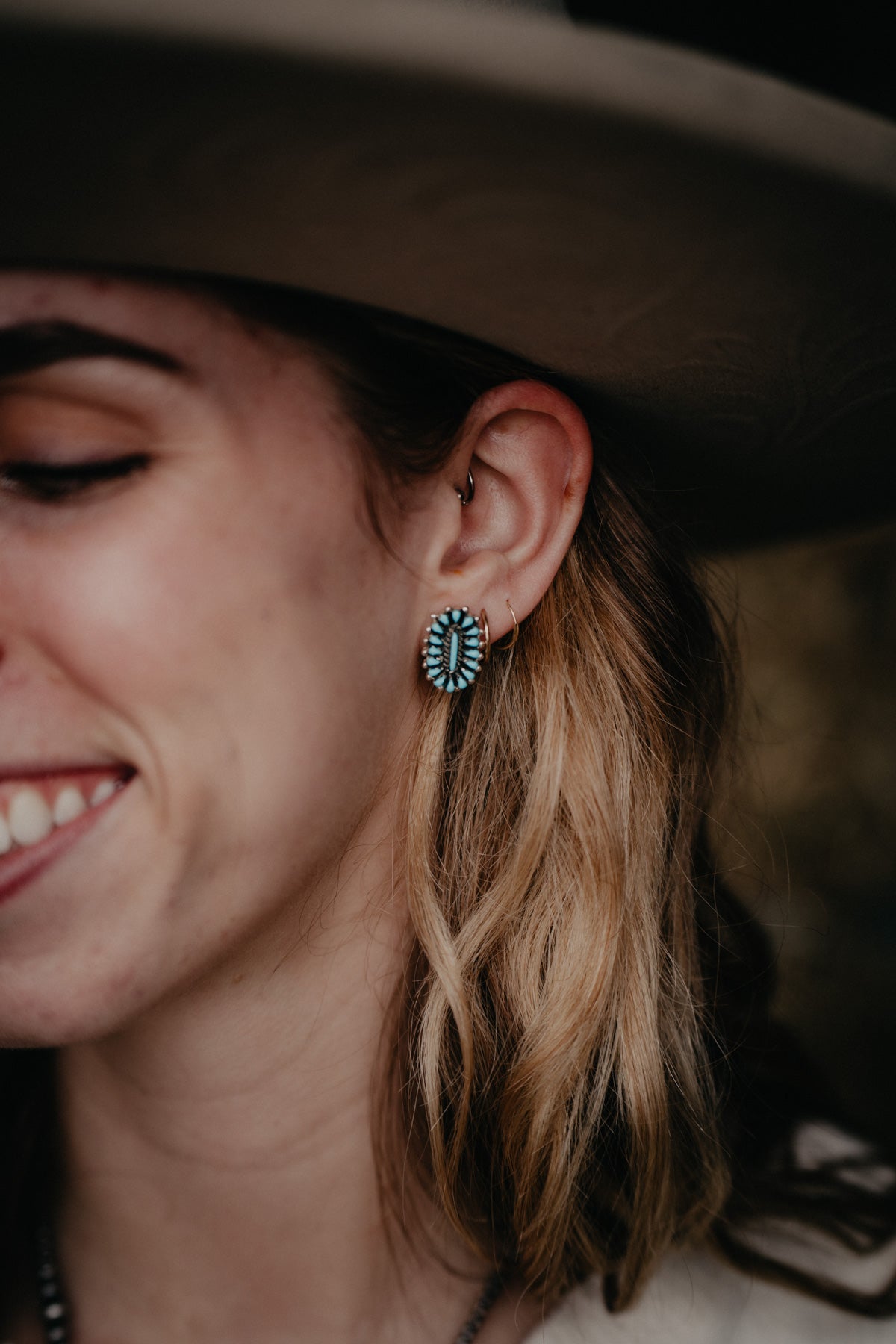 Mini Turquoise Cluster Stud Earrings