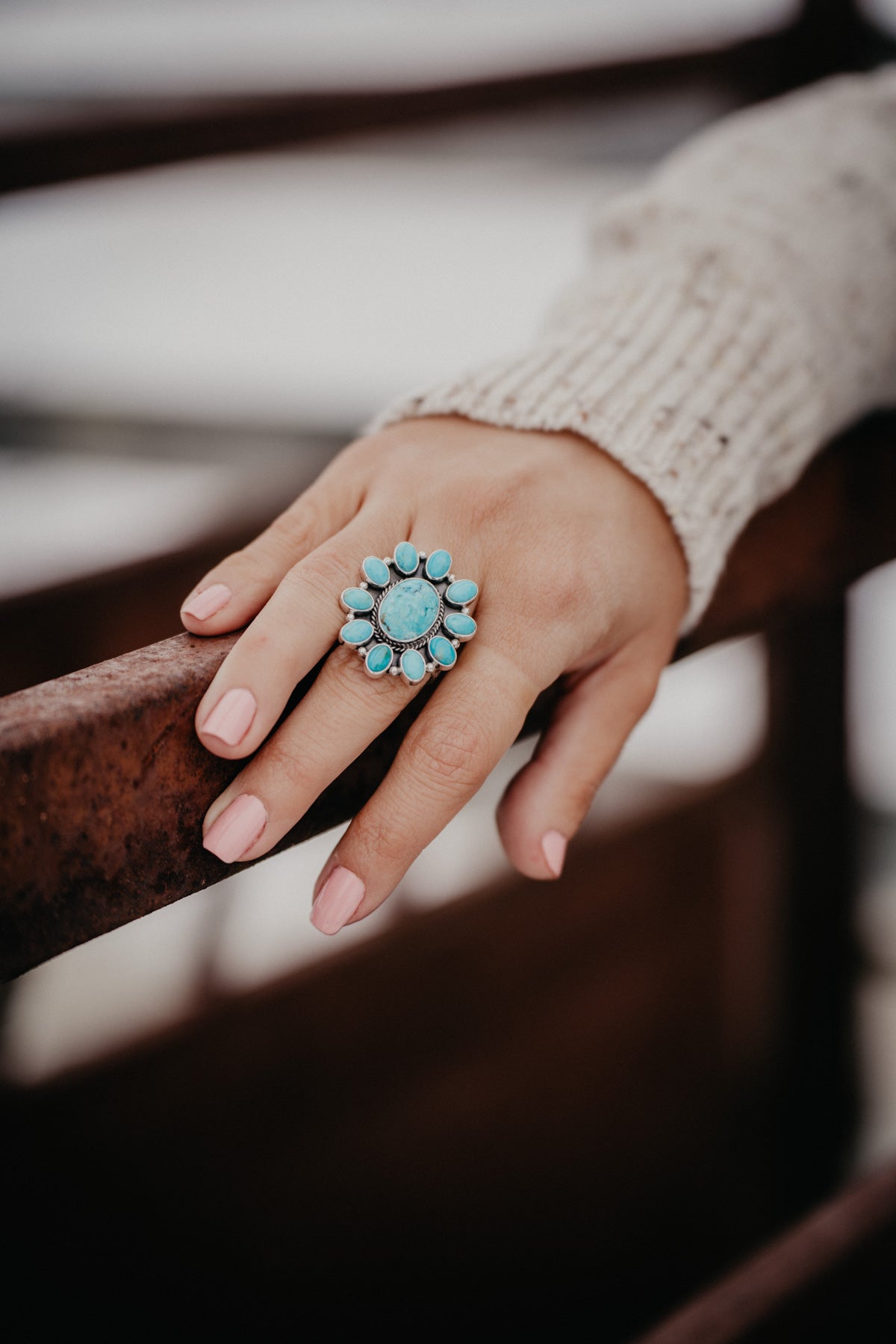 Royston Turquoise Cluster Rings (Adjustable)