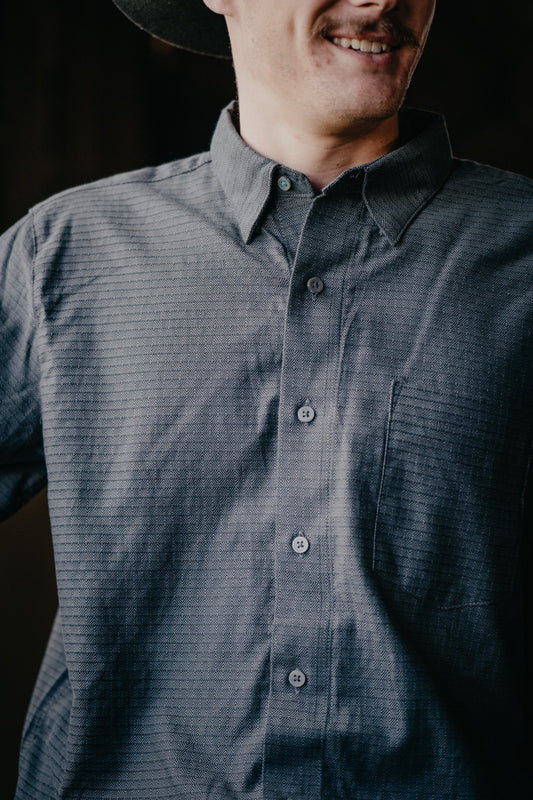'Johnny' Men's Cody Johnson One Pocket Button Down Shirt Black Shadow (L-XXL)