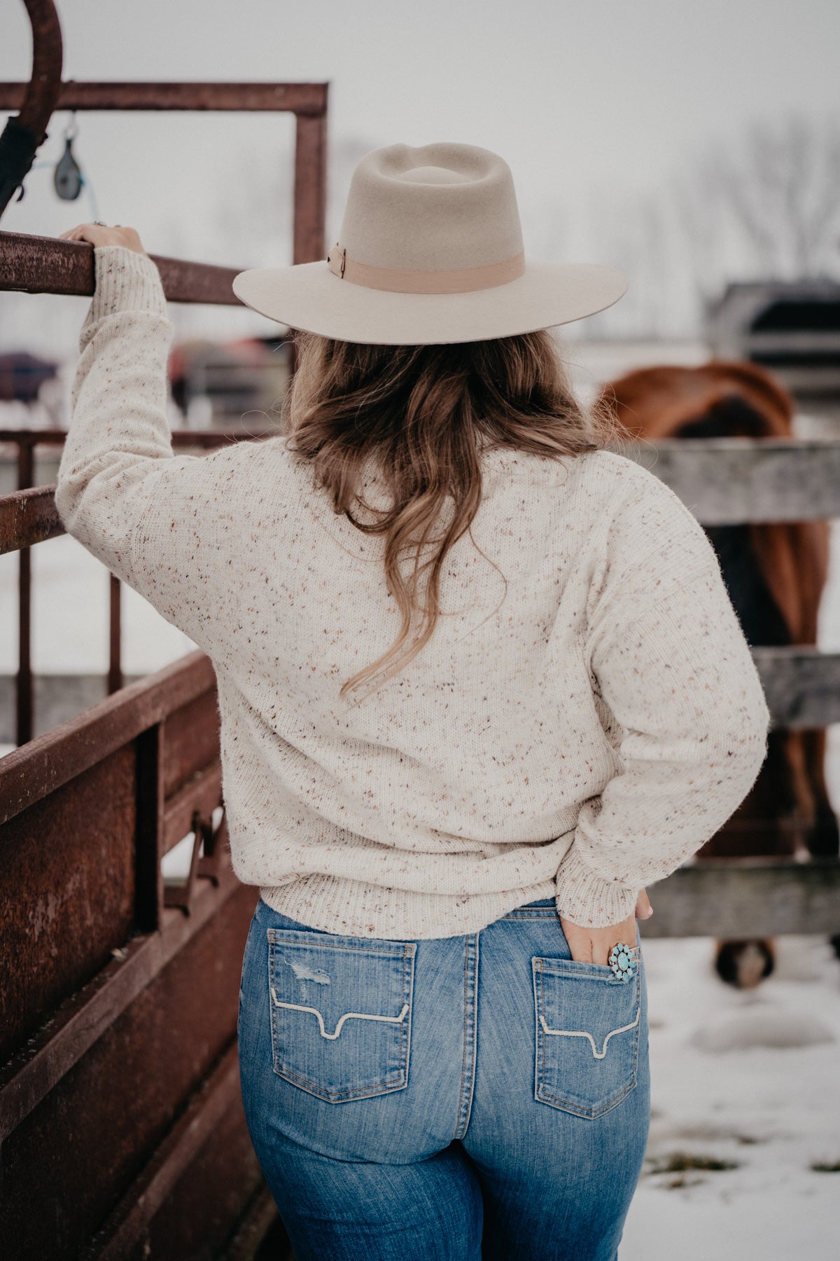 'Lila' Oatmeal Speckle Knit Mock Neck Sweater (Sizes S-L)