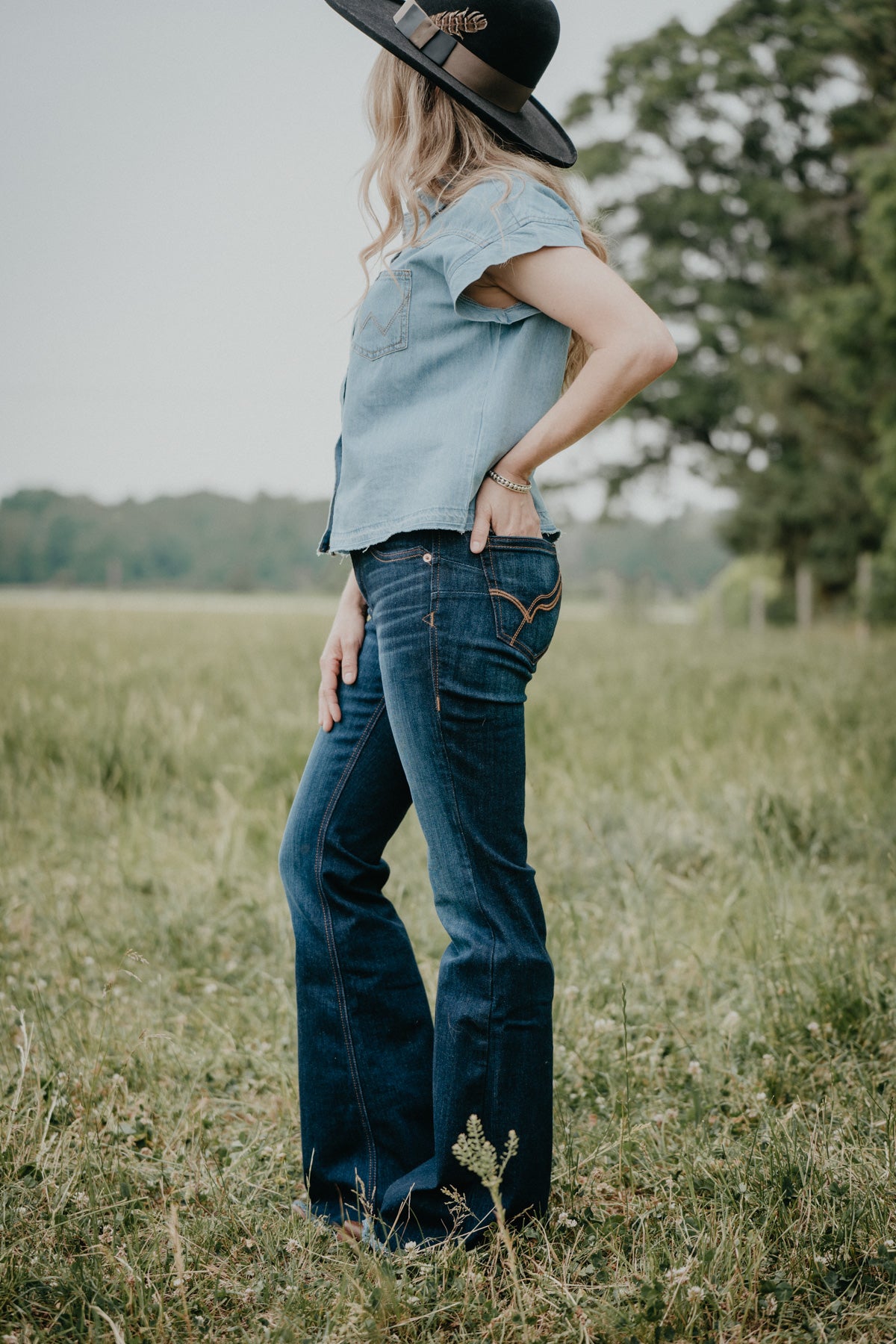 Flare jeans with 2025 cowboy boots