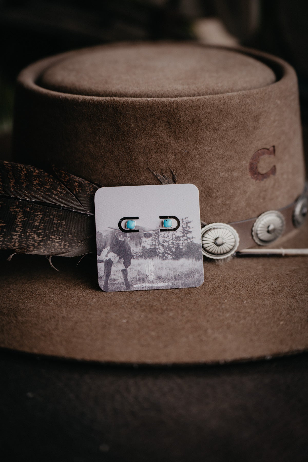 Square Turquoise Mini Stud Earrings