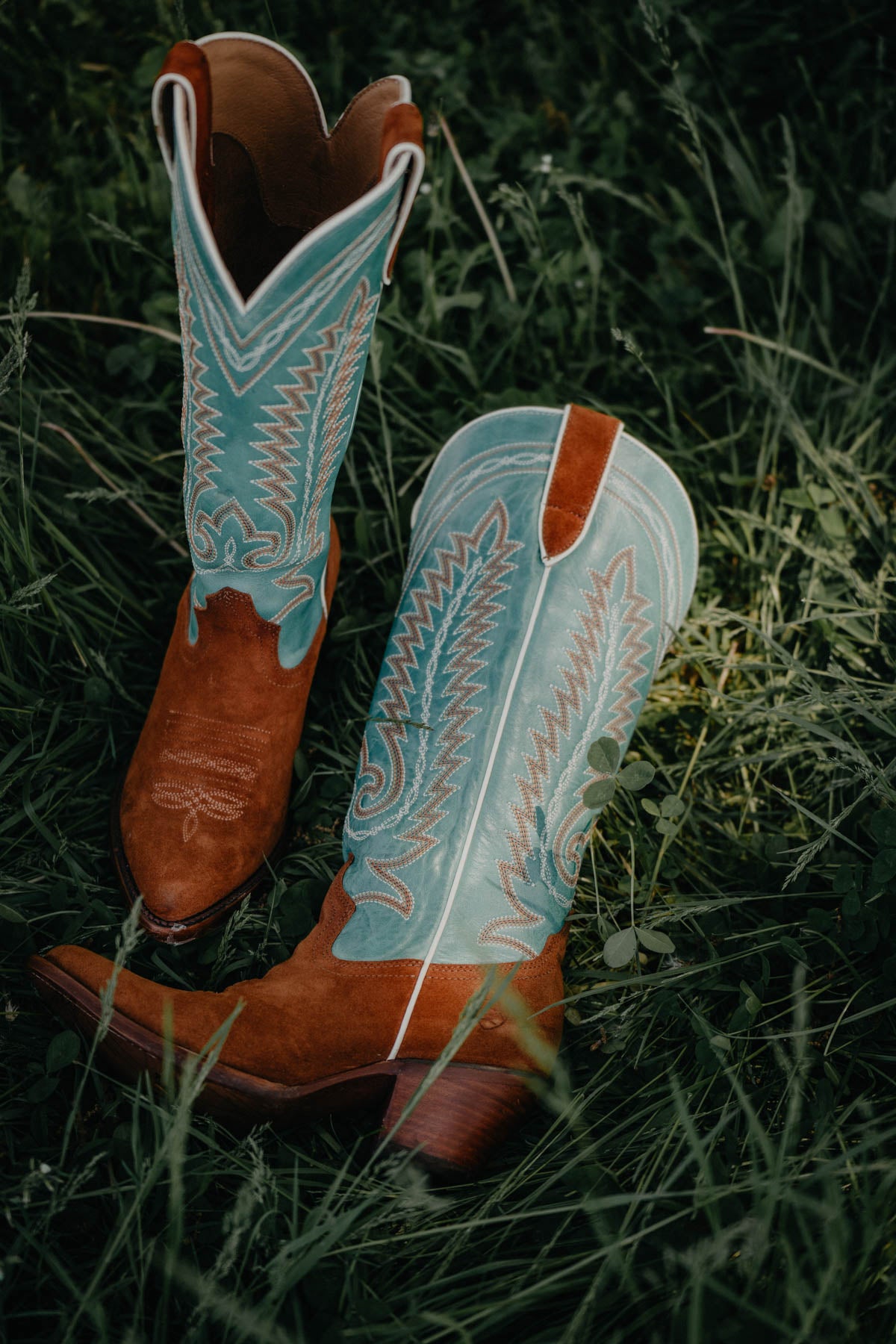 Ambrose Women s Penny Suede Teal Leather Cowboy Boots Cold Cactus Inc