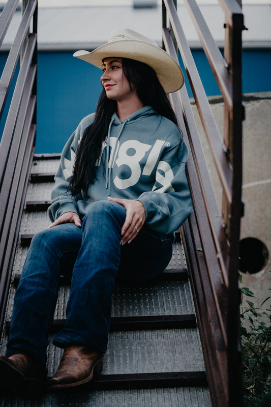 'Mellie' Powder Blue Wrangler Retro Hoodie (XS-M)