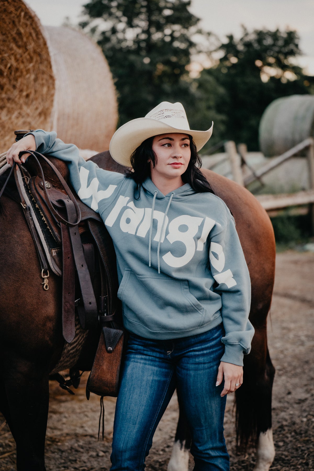 'Mellie' Powder Blue Wrangler Retro Hoodie (XS-M)