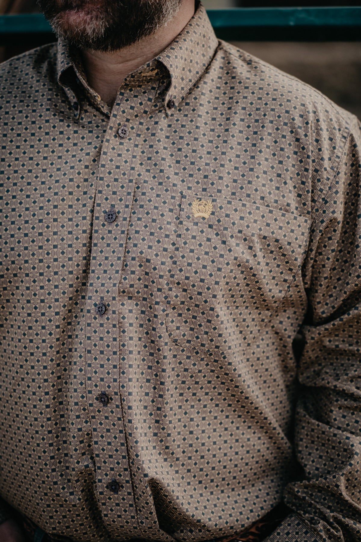 Men's CINCH Gold Geometric Classic Fit Button Up
