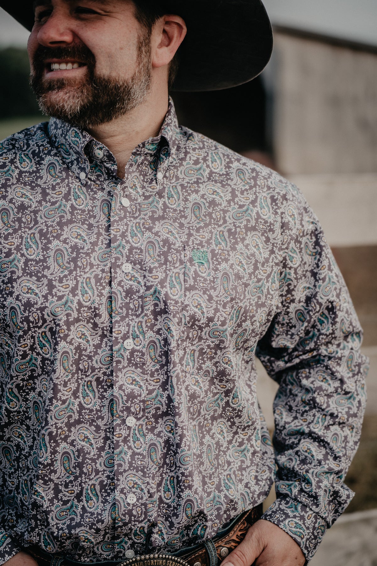 Mens cinch store paisley shirt