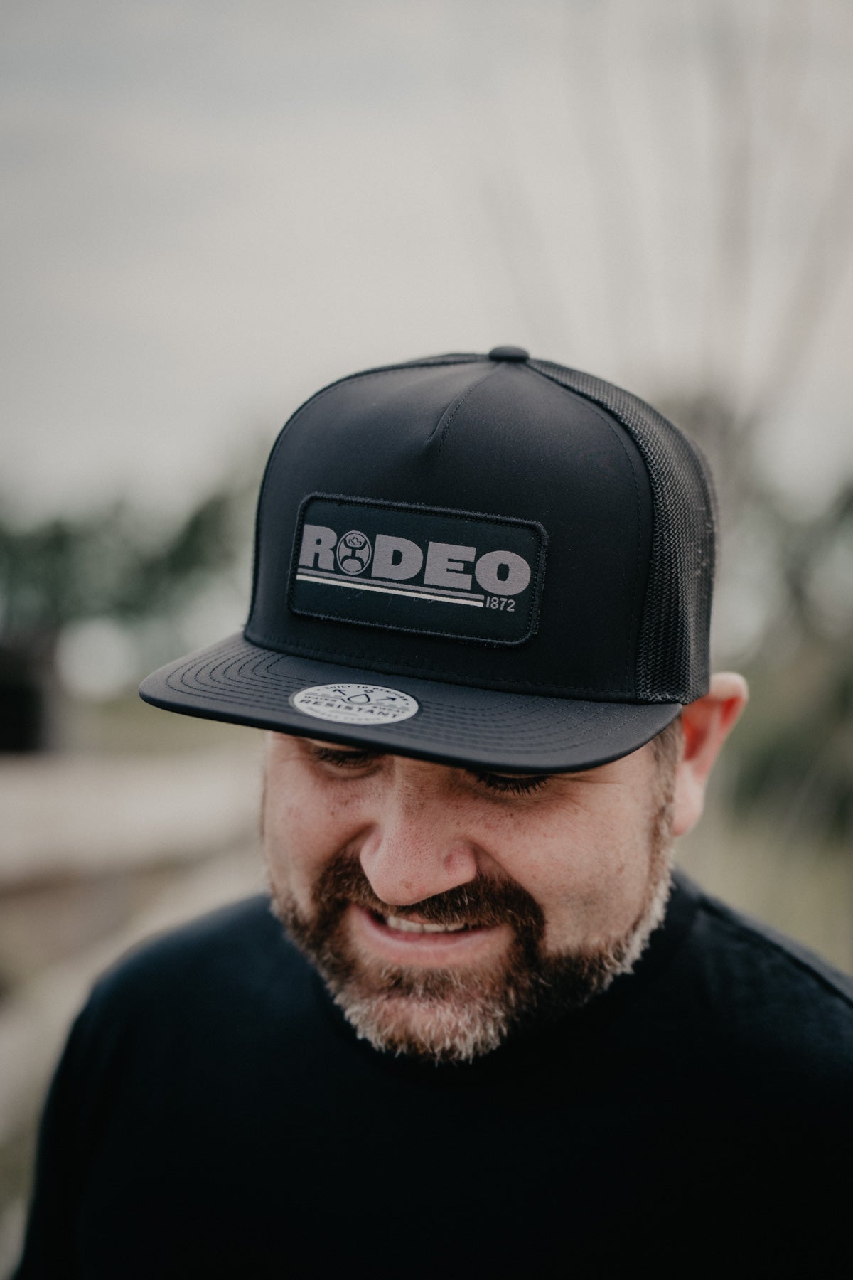 'Rodeo' 5-Panel Black Hooey High Profile Trucker Hat