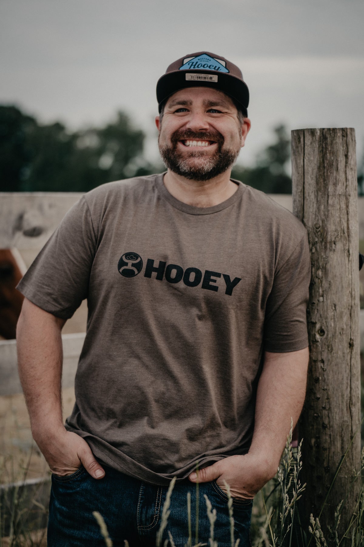 Men's Hooey 'Lock Up' Brown Logo T Shirt