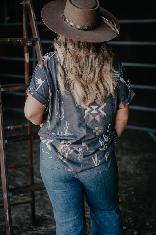 'Cassie' Back In The Saddle Top (S/M to 2X/3X)