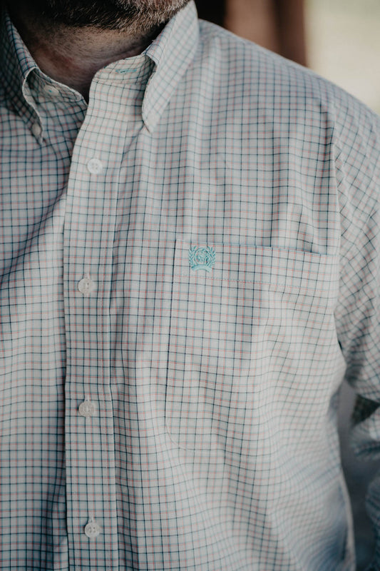 'Hal' CINCH Men's Cream Plaid Button Down (1 S ONLY)