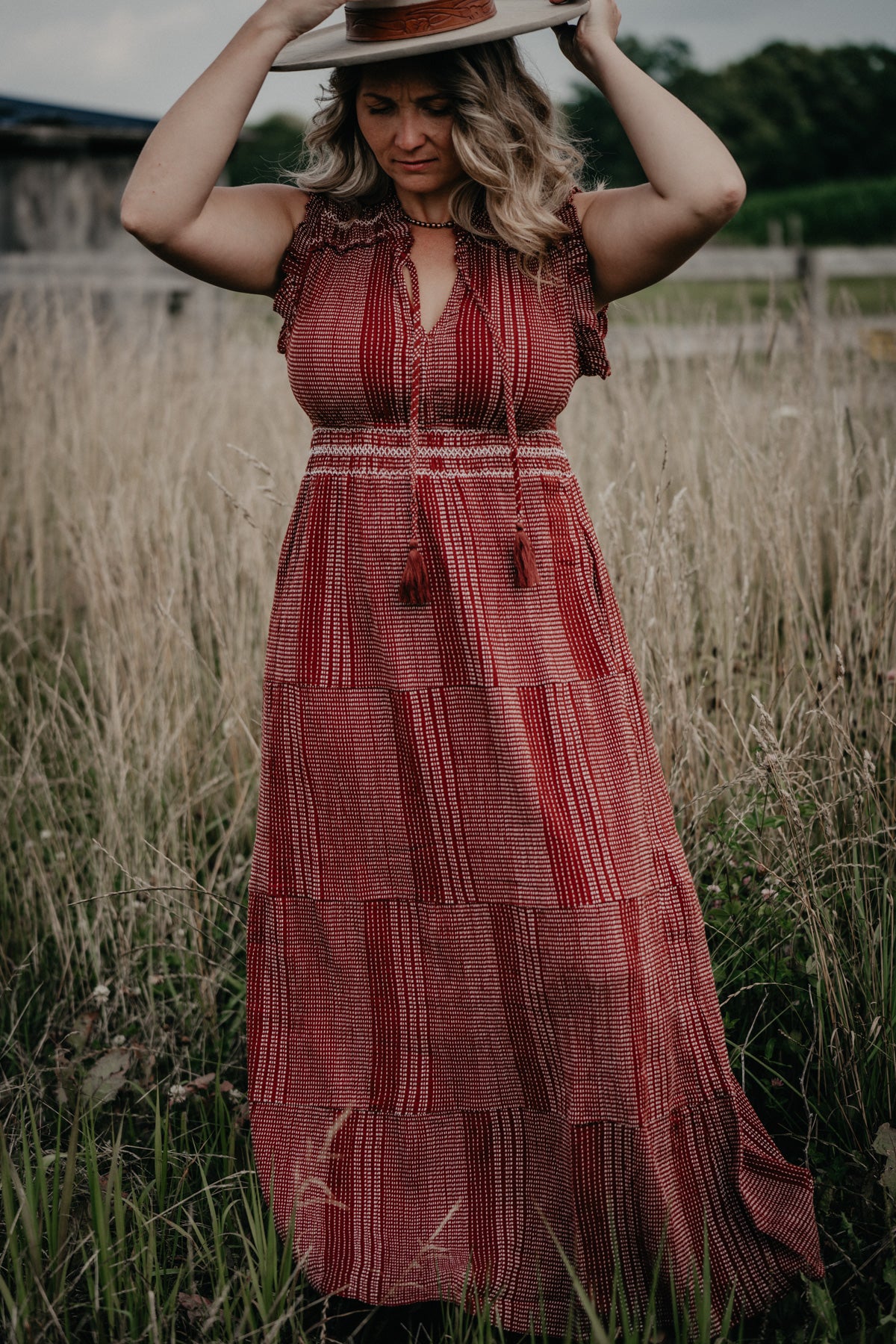 Brick red 2024 maxi dress