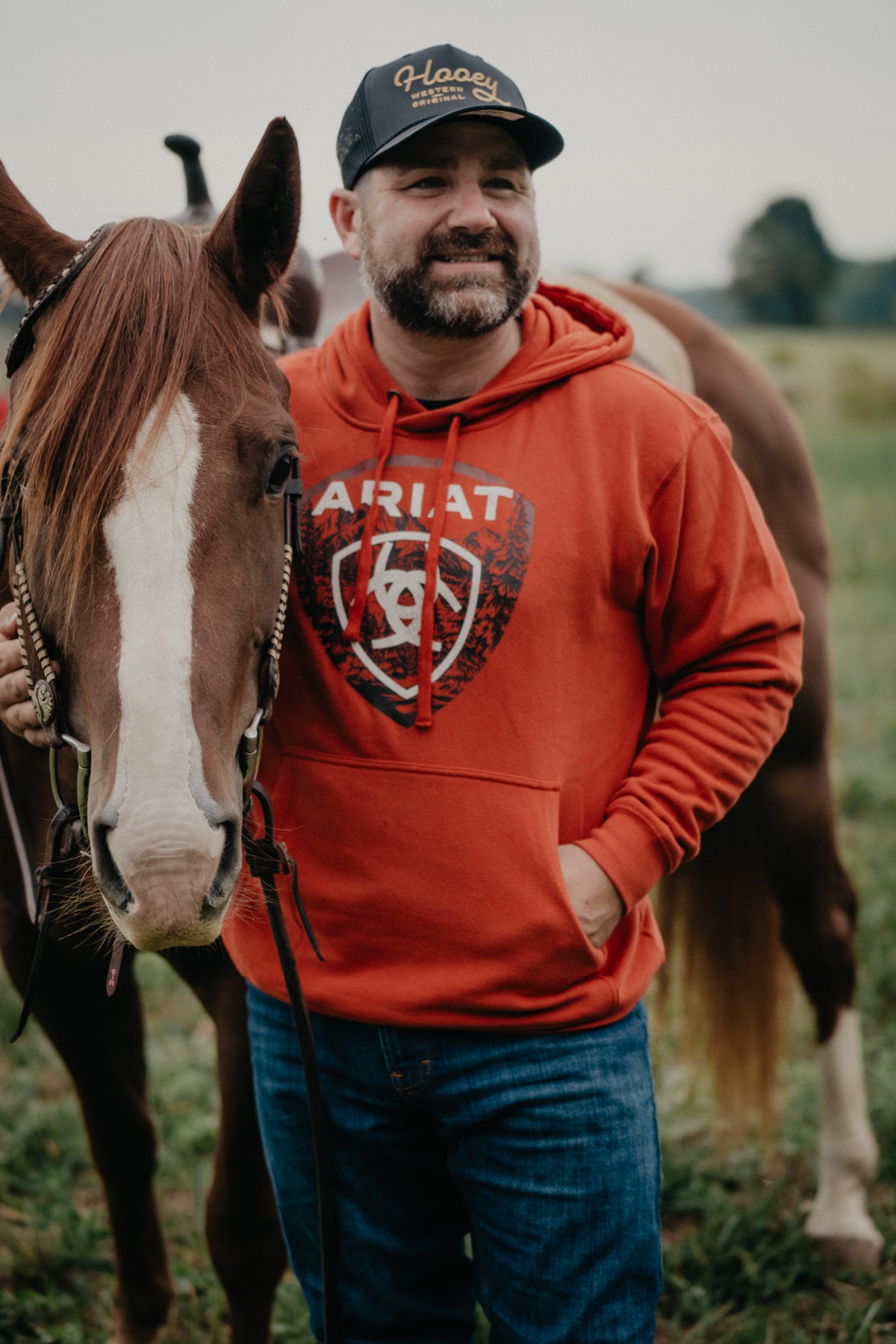 'Forest Badge' Men's Hoodie Dark Orange (S-XXL)