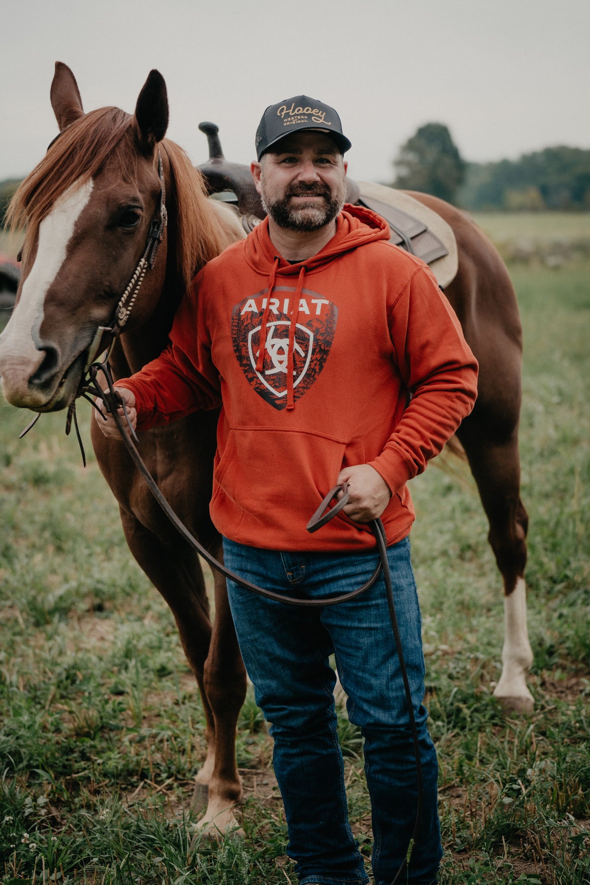 'Forest Badge' Men's Hoodie Dark Orange (S-XXL)