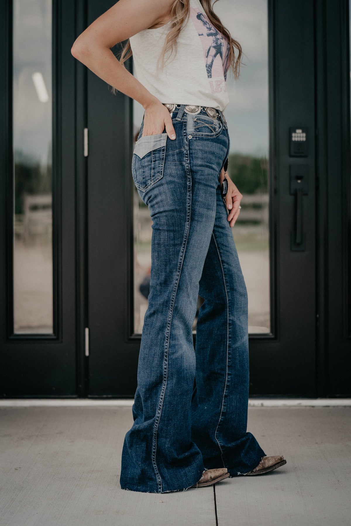 'Robbie' High Rise Mega Flare Jean with Raw Hem by Ariat (1 30S Only)