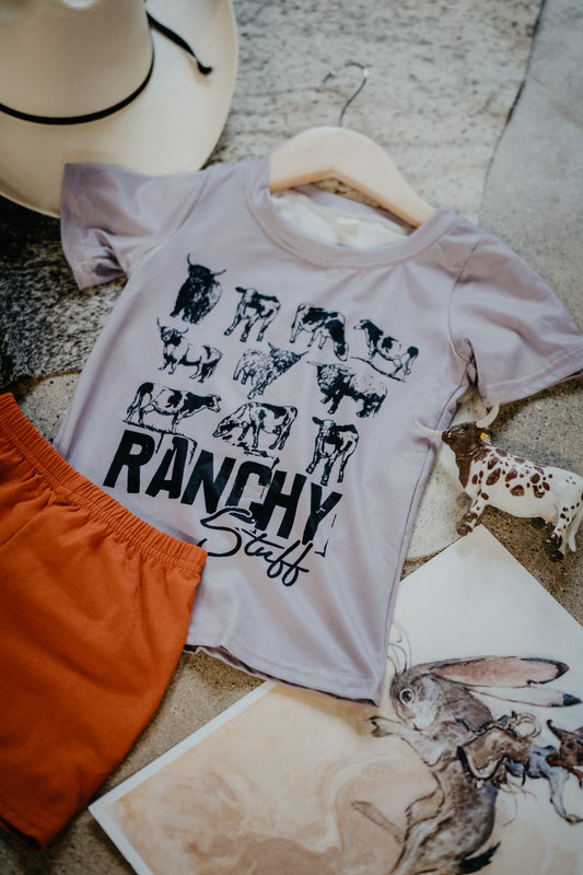 'Ranchy' Purple & Orange Short Set (3-6M to 8/9T)