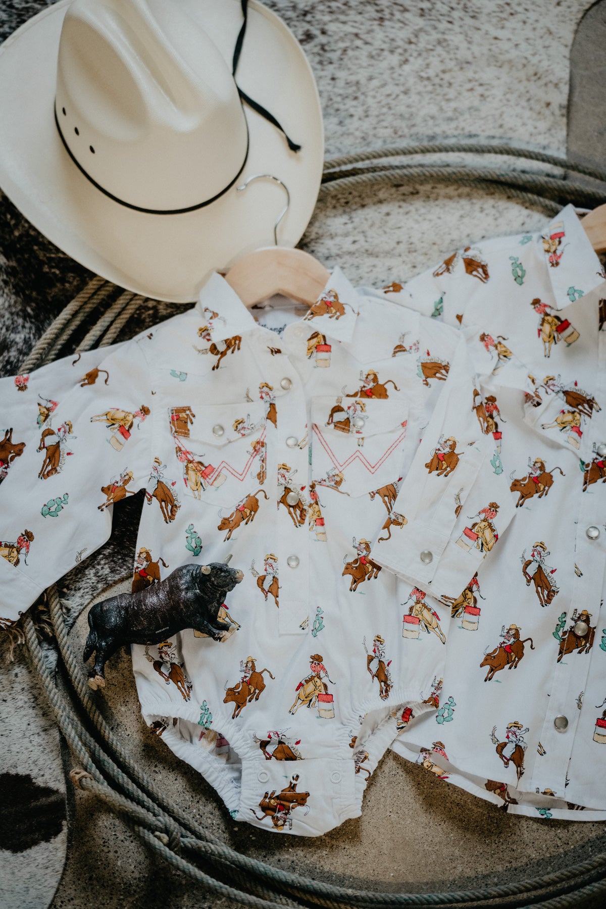 Baby Girls Wrangler Western Print Pearl Snap Onesie