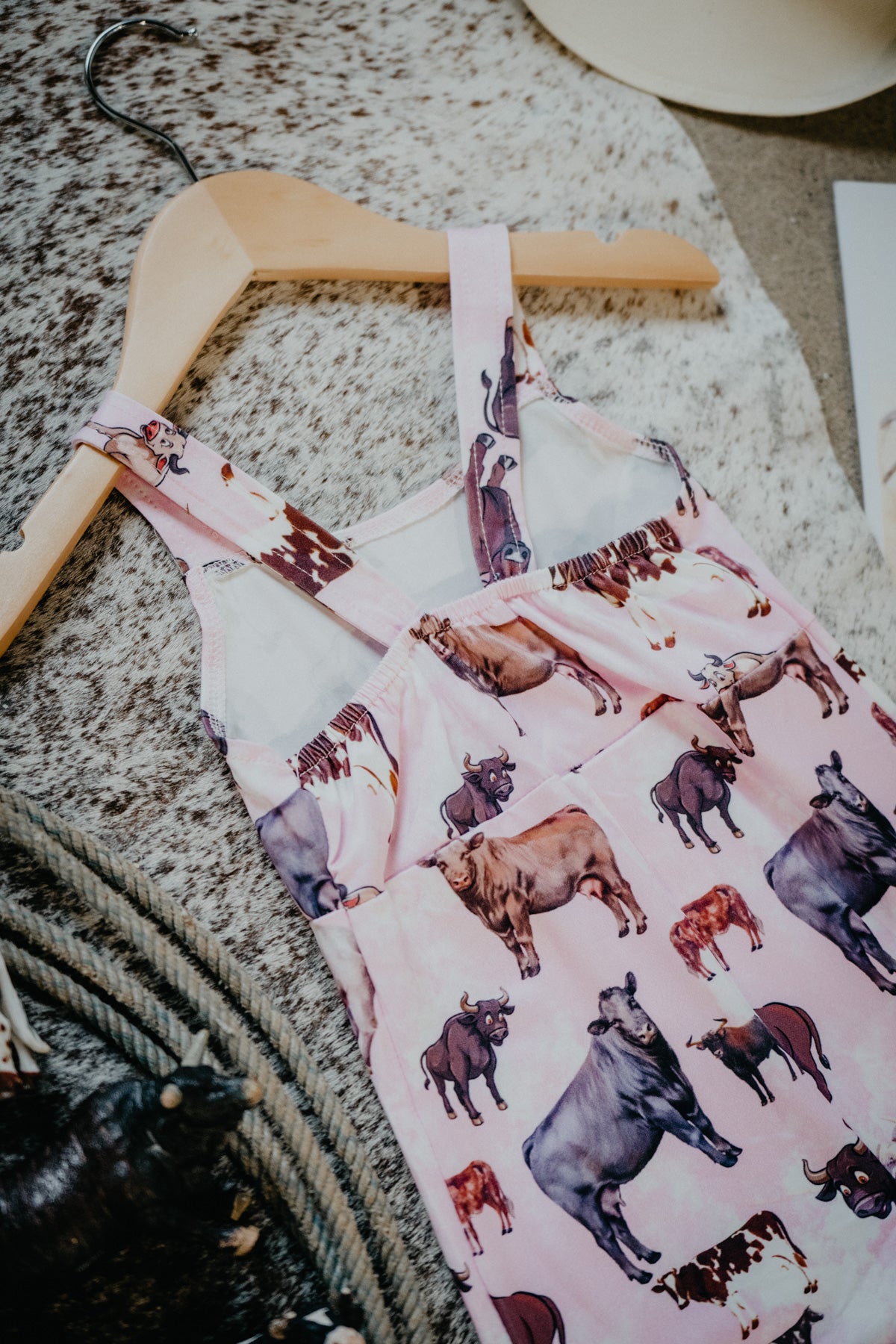 Cow Print Pink Bell Jumpsuit (12-18M to 8/9T)