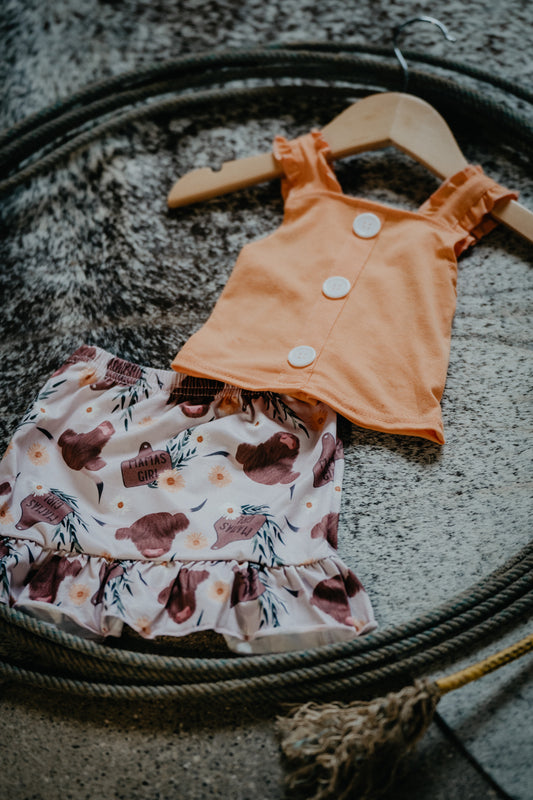 Yellow Tank and Highland Print Skirt Set (3-6M to 8/9T)