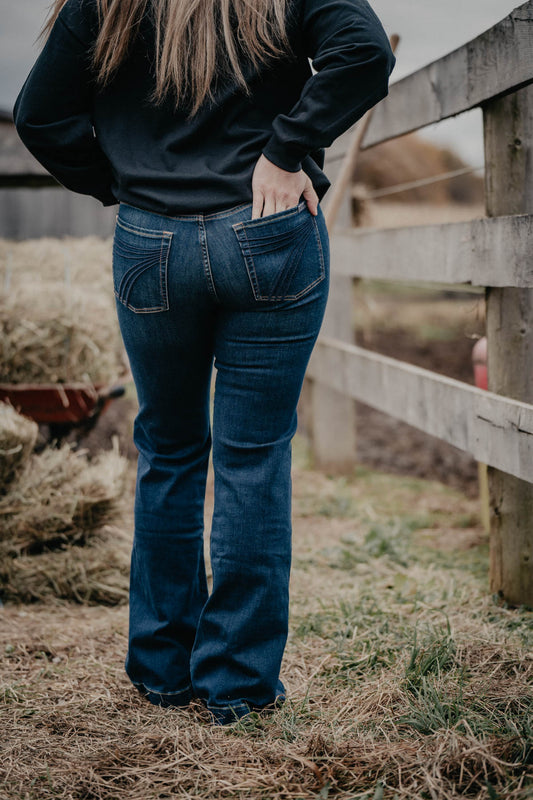 'Bairfate' Dark Wash B(air) Dojo Flare Jean with Cuff by 7 For All Mankind (34" Inseam)